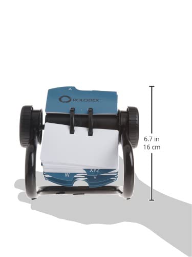 Rolodex – Tarjetero rotativo Abrir Rotary tarjeta de negocios archivo con 2 – 1/500 10,2 x 10,2 cm Tarjetas y 24 Guías, acabado negro (66704), Negro