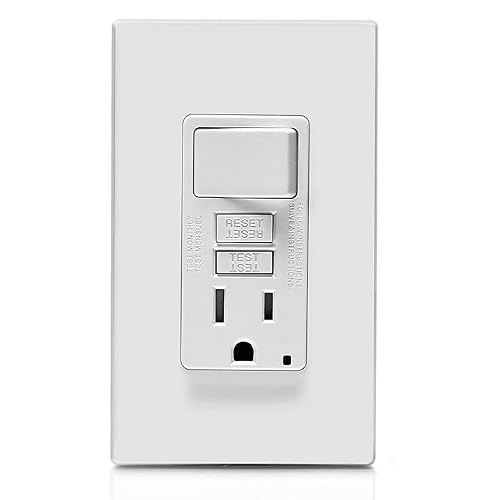 Leviton GFSW1-00W Receptáculo Sencillo Decora GFCI, Tamper Resistant con Interruptor, 15Amp, 125V, color Blanco
