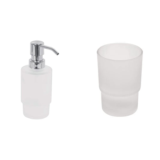 Foset Riviera RIA-75DI, Dispensador de jabón, Cromado + Aero AEA-71VA, Vaso de Repuesto para portavaso, Aero
