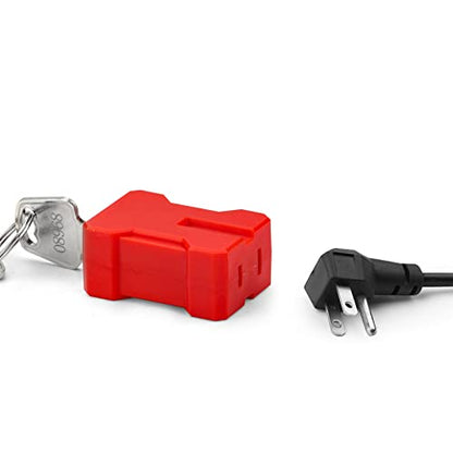 Zing Green Products 7397 - Dispositivo de bloqueo de enchufe eléctrico para cable eléctrico, se adapta a enchufes de 2 y 3 clavijas, con llave diferente, incluye 2 llaves, rojo