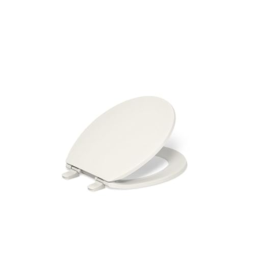 Kohler K-20111-96 Brevia - Asiento de inodoro redondo con parachoques apretado, asiento de cierre silencioso, herrajes de fijación rápida, galleta