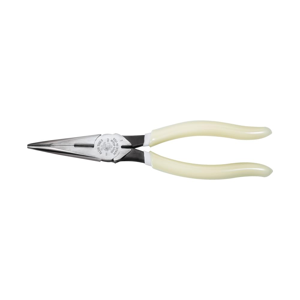 Klein Tools D203-8-GLW Hi-Viz Long-Nose Pliers with Side-Cutting