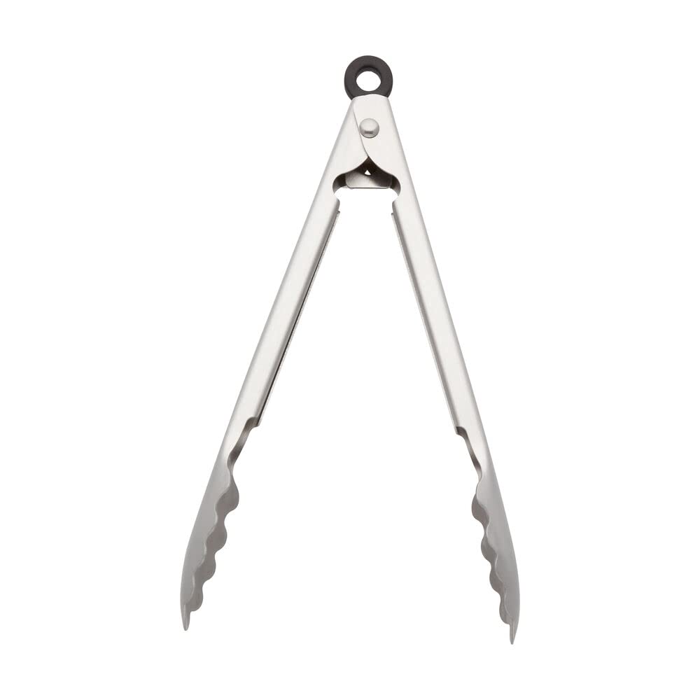 KitchenAid Gourmet - Pinzas para servir de acero inoxidable con gancho para colgar y cierre seguro, 9 pulgadas, acero inoxidable