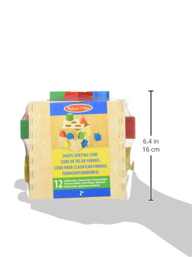 Melissa & Doug Cubo Clasificador de Formas, Juguete de Madera, Juguete Clásico de Desarrollo, Piezas Fáciles de Agarrar (12 Piezas)
