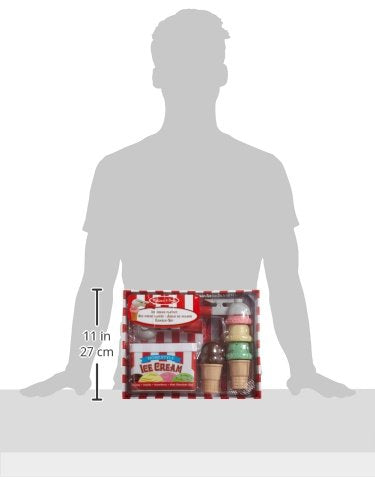 Melissa & Doug Cono Magnético para Servir y Apilar Bolas de Helado, Comida de Juguete, Juguete de Madera Estimula la Interacción Social (10 Piezas)