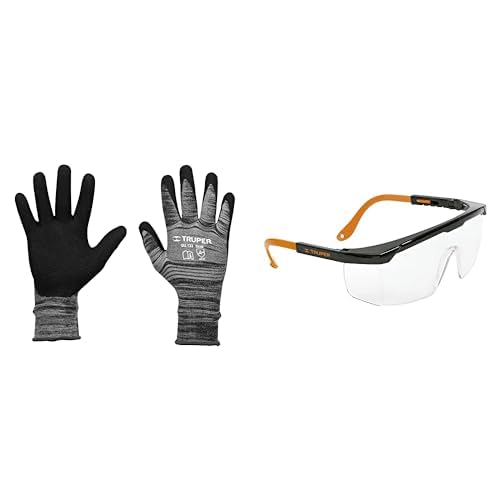 Truper Kit de Guantes de Nylon y Lentes de Seguridad - Grande - Guantes + Lentes LEN-2000