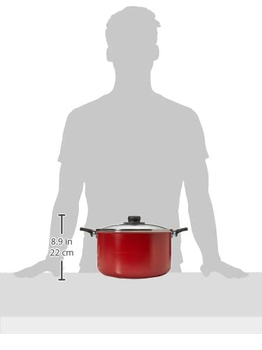 Ekco | Olla con Tapa Classic Aluminio Antiadherente Rojo Geothermic 24 cm | Tapa de vidrio, Fácil limpieza, Libre de PFOA, Cocción uniforme, Asas remachadas, Tapa de vidrio, Baquelita aislante