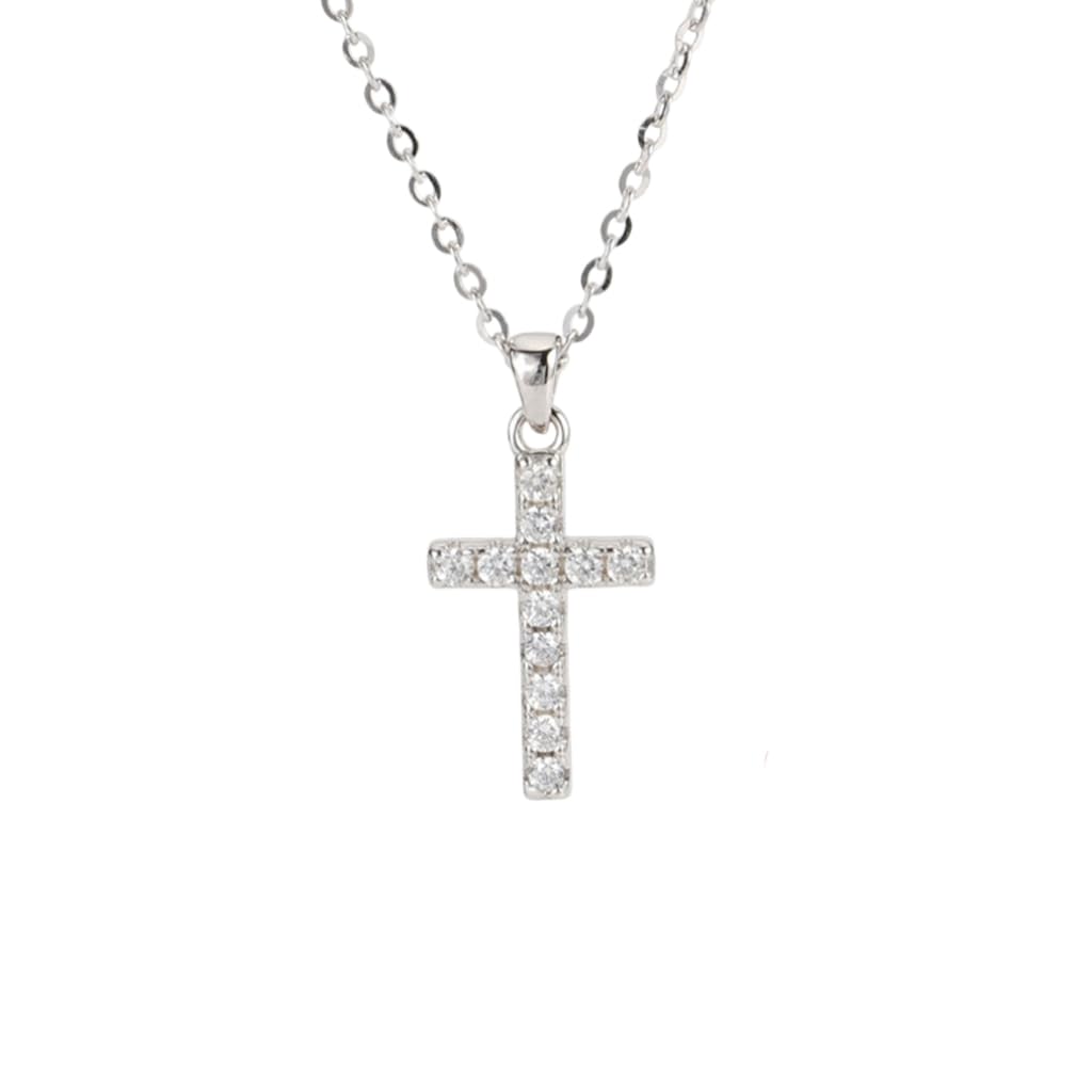 XYPHIELLE Collar de Cruz con Cristales para Mujer, Dije de Plata 925 Brillante, Joyería de Fe y Moda, Regalo para Bautizo, Primera Comunión o Aniversario