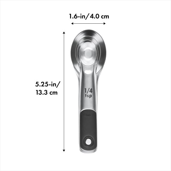 Oxo 11132100 Juego Cucharas Medidoras, 4 Piezas, 1.2/2.5/5/15 ml, Multicolor