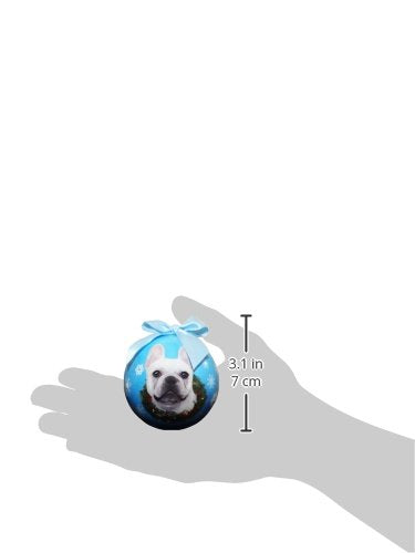 E&S Pets Bola a Prueba de roturas, diseño de Bulldog francés, Color Blanco, fácil de Personalizar, un Regalo Perfecto para los Amantes de los Bulldog francés