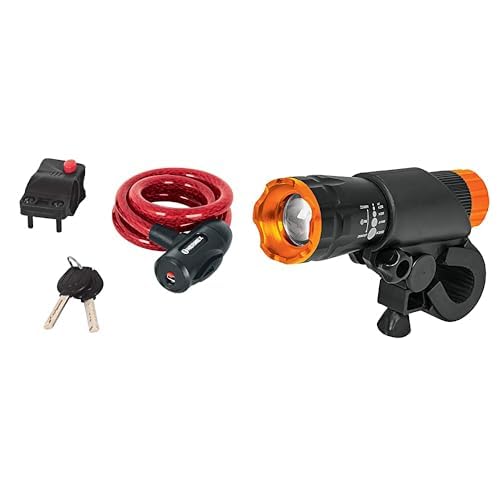Hermex CB-12, Candado de cable con llave, 12 mm X 1.0 m + Truper LIBI-100D, Linterna para bicicleta, 100 lúmenes, delantera