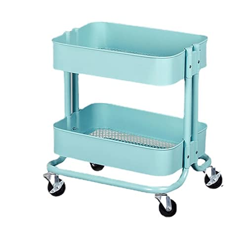 odbo Carrito de Cocina con Ruedas Muebles Productos de Bebé Estante de Almacenamiento Carrito de Aperitivos Estante de Almacenamiento (Azul,2 Pisos)