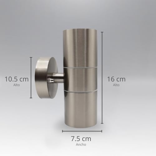 Luminaria de Pared Exterior Doble Cilindro, ADE-013, Acero Inoxidable + Vidrio, 2xGU10, IP54, Luz Decorativa para Fachadas y Muros, Artlite