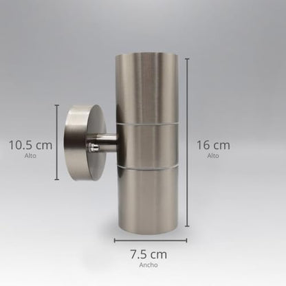 Luminaria de Pared Exterior Doble Cilindro, ADE-013, Acero Inoxidable + Vidrio, 2xGU10, IP54, Luz Decorativa para Fachadas y Muros, Artlite