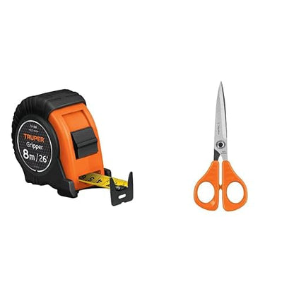 Truper Flexómetro Gripper Contra Impacto - 8 m - Flexómetro + Tijeras TIOF-6