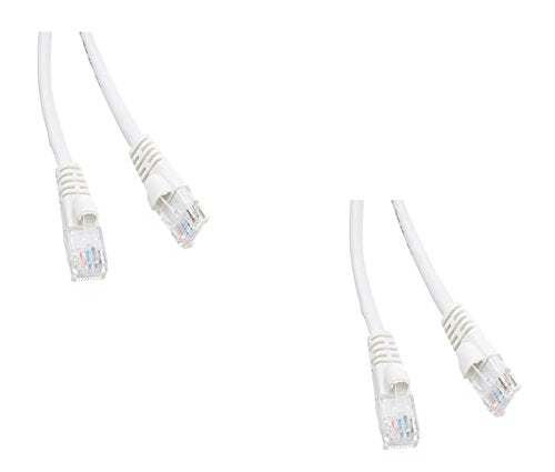 C&E CNE482700 2 Pack, CAT5E White Ethernet Patch Cable, Snagless/Molded Boot, 35 Feet