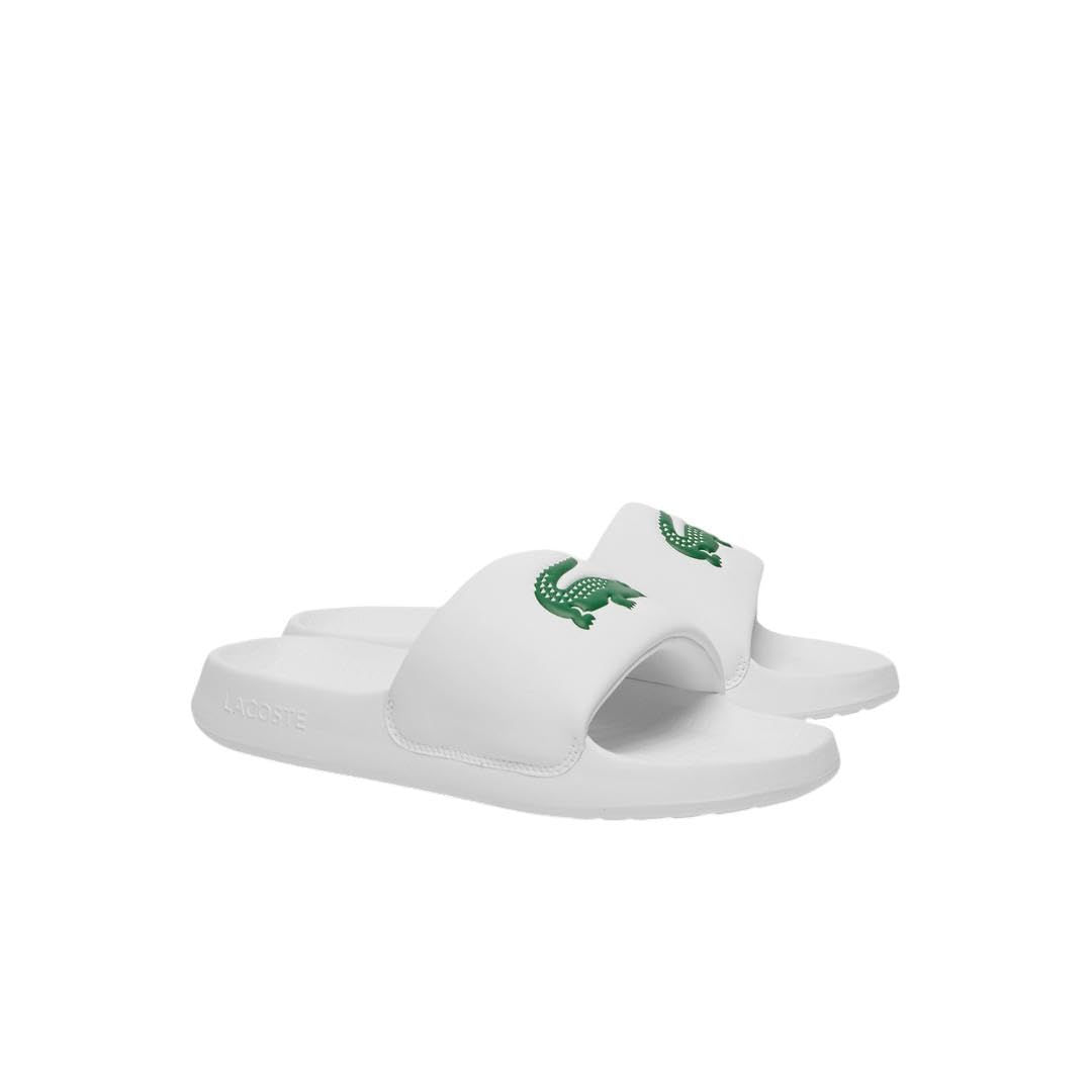 Sandalias Deslizantes Lacoste Serve Slide 1.0 para Hombre - 24.5 cm - Croc blanco y verde