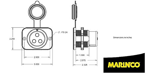 Marinco Receptáculo ConnectPro de 2 Cables, 12VBRS2
