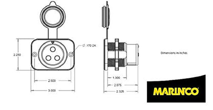 Marinco Receptáculo ConnectPro de 2 Cables, 12VBRS2
