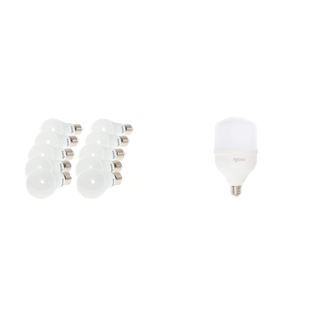 iGoto F10P-10109 Pack de 10 Focos Led A60, 9W Luz Fría + F10520 Foco led T80, 20W, Luz Fría