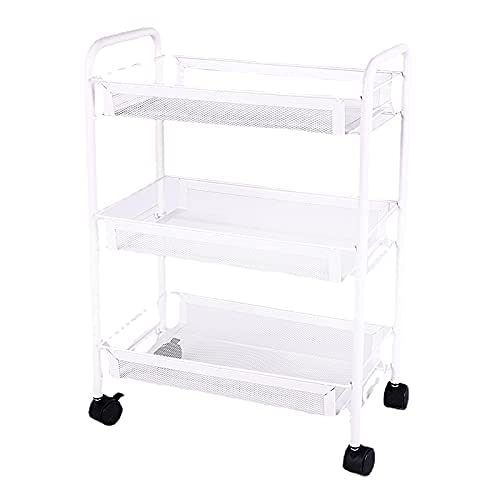 odbo Carrito de Almacenamiento de Cocina Estante de Almacenamiento de Múltiples Capas de Suelo Doméstico Estante de Verduras Estante de Almacenamiento Extraíble de Dormitorio (Blanco 3 Pisos)