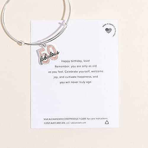 Alex and Ani Brazalete Rígido con Dije Fabulous 50 | Brazalete Rígido con Dije para Mujer | Esmalte | Brazalete Rígido de Alambre Expandible | Regalo de Joyería para Mujer