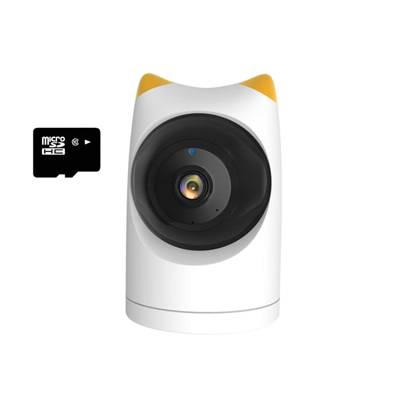 Omibum Cámara WiFi de 2MP Seguridad Cámara de Vigilancia Interior, Audio Bidireccional, Control Remoto, Detección de Movimiento, Visión Nocturna （Amarillo+64G）