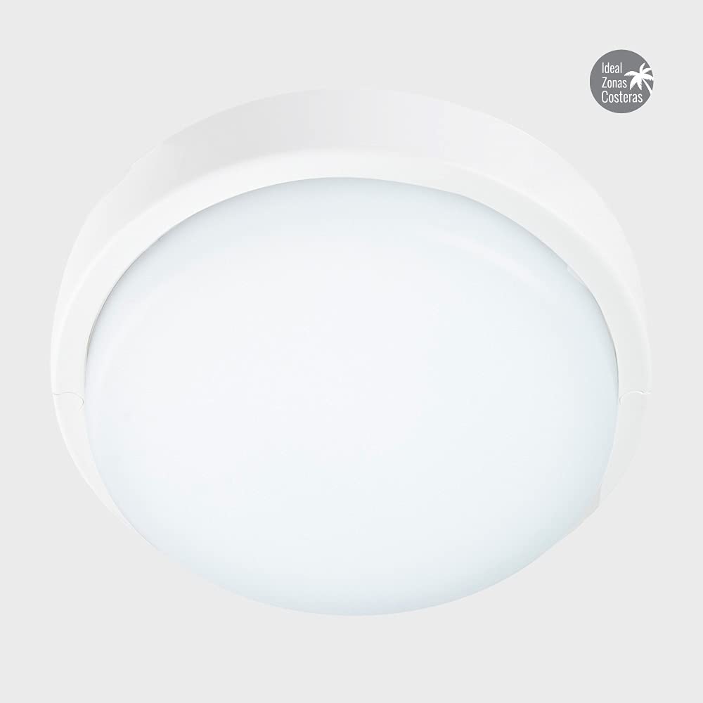 Tecnolite - Lámpara Plafón LED Techo, Ideal Zona Costera 9 W, Luz de Día, IP65, IK08, No atenuable, LED integrado