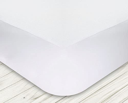 Dalfiori Protector de colchón Transpirable Blanco Queen Size 150 x 190 x 40 cm, Cubierta 80% Rizo de algodón y Respaldo 20% poliéster película de Poliuretano Transpirable
