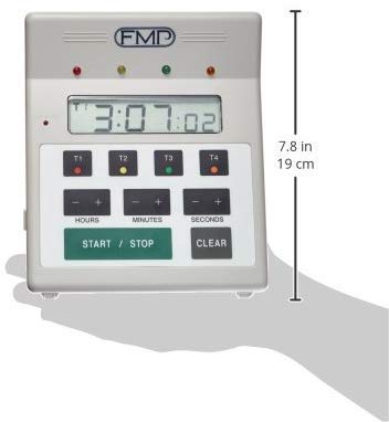 FMP Temporizador Digital de Cuenta Regresiva de Cocina Comercial de 4 Canales, Resistente al Agua, 7 Pulgadas de Altura, Blanco