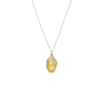 XYPHIELLE Collar de Citrino Amarillo Natural para Mujer, Dije de Piedra de la Abundancia en Alambre, Joyería de Moda y Éxito, Regalo de Luz y Alegría