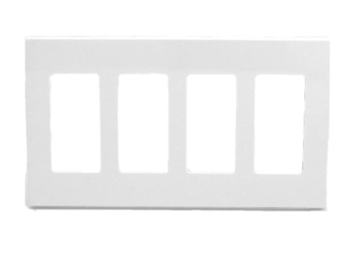 Leviton Placa de Pared de 4 Unidades Decora Plus, sin Tornillos, Montaje a Presión, Color Blanco
