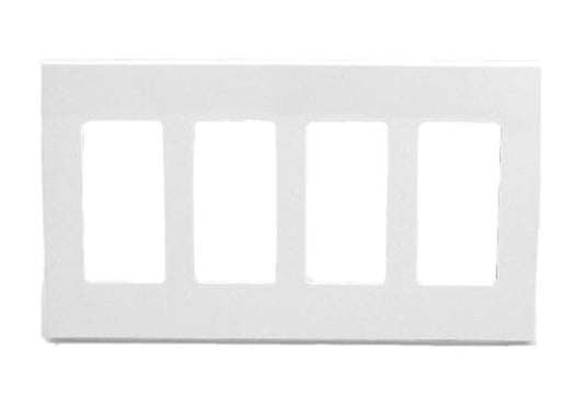 Leviton Placa de Pared de 4 Unidades Decora Plus, sin Tornillos, Montaje a Presión, Color Blanco