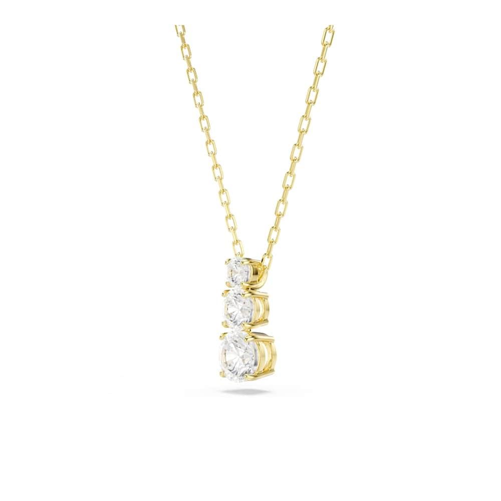 Swarovski Colgante Stilla Attract, Talla redonda, Blanco, Baño tono oro