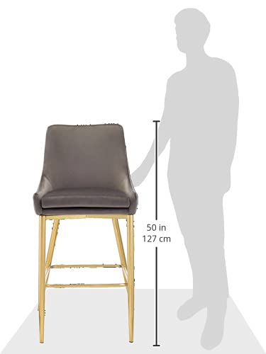 CangLong - Taburete tapizado de Terciopelo con Patas de Metal para Bar, Cocina, Comedor, Sala de Estar y Bar bistró, Juego de 2, Color Gris