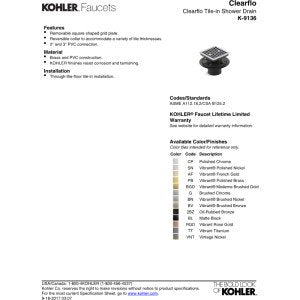 Kohler K-9136-CP - Drenaje de ducha con diseño cuadrado, cromo pulido
