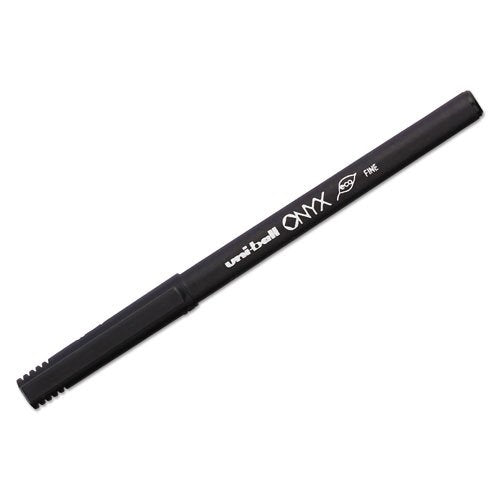 Bolígrafo Onyx de punta redonda, Fine Point, Negro, 12-Count | Deslizamiento suave y sedoso, tinta de archivo sin ácidos, uni Super Ink protege contra el agua, la decoloración y el fraude
