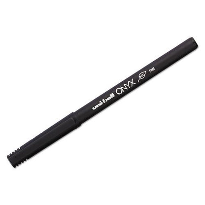 Bolígrafo Onyx de punta redonda, Fine Point, Negro, 12-Count | Deslizamiento suave y sedoso, tinta de archivo sin ácidos, uni Super Ink protege contra el agua, la decoloración y el fraude