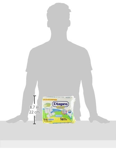 Diapro Pañal Anatómico Desechable para Incontinencia, Talla Mediana, Unisex, Caja con 40 Piezas (4 paquetes de 10 piezas c/u), con protección trasera
