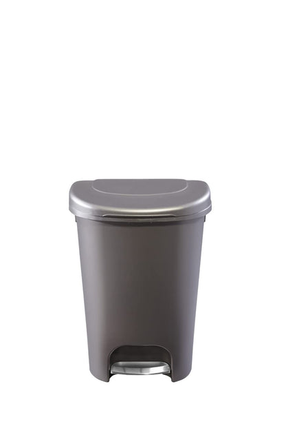 Rubbermaid Classic - Papelera de 13 galones con tapa y pedal de acero inoxidable, cubeta de basura de bronce para cocina, hogar, cochera, oficina
