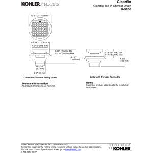 Kohler K-9136-CP - Drenaje de ducha con diseño cuadrado, cromo pulido