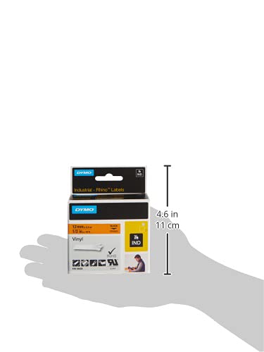 Dymo M18435 Cinta Rhino Vinilo 12mm, negro/naranja
