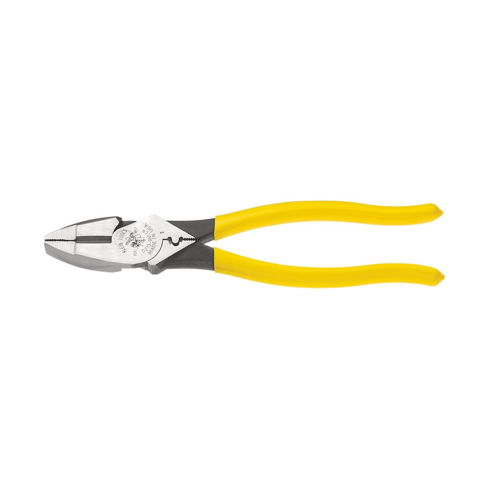 KLEIN TOOLS D213-9NE-CR | Pinzas De Liniero | 238 Mm | Ponchado Preciso | Pinzas electricista de 238 mm con ponchado preciso y 46% más potencia de corte, ideales para cables y terminales eléctricos. - Con crimpado - Alicates