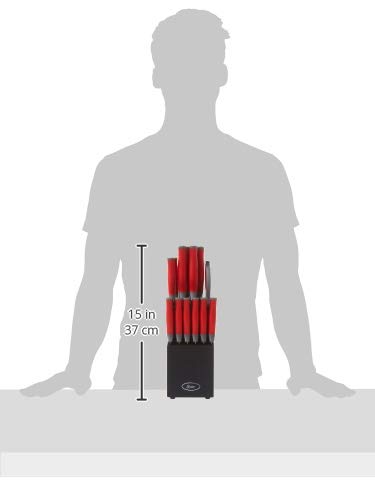 Juego santoku de 2 piezas, Oster Baldwyn, acero inoxidable, Rojo/Negro, 1, 1