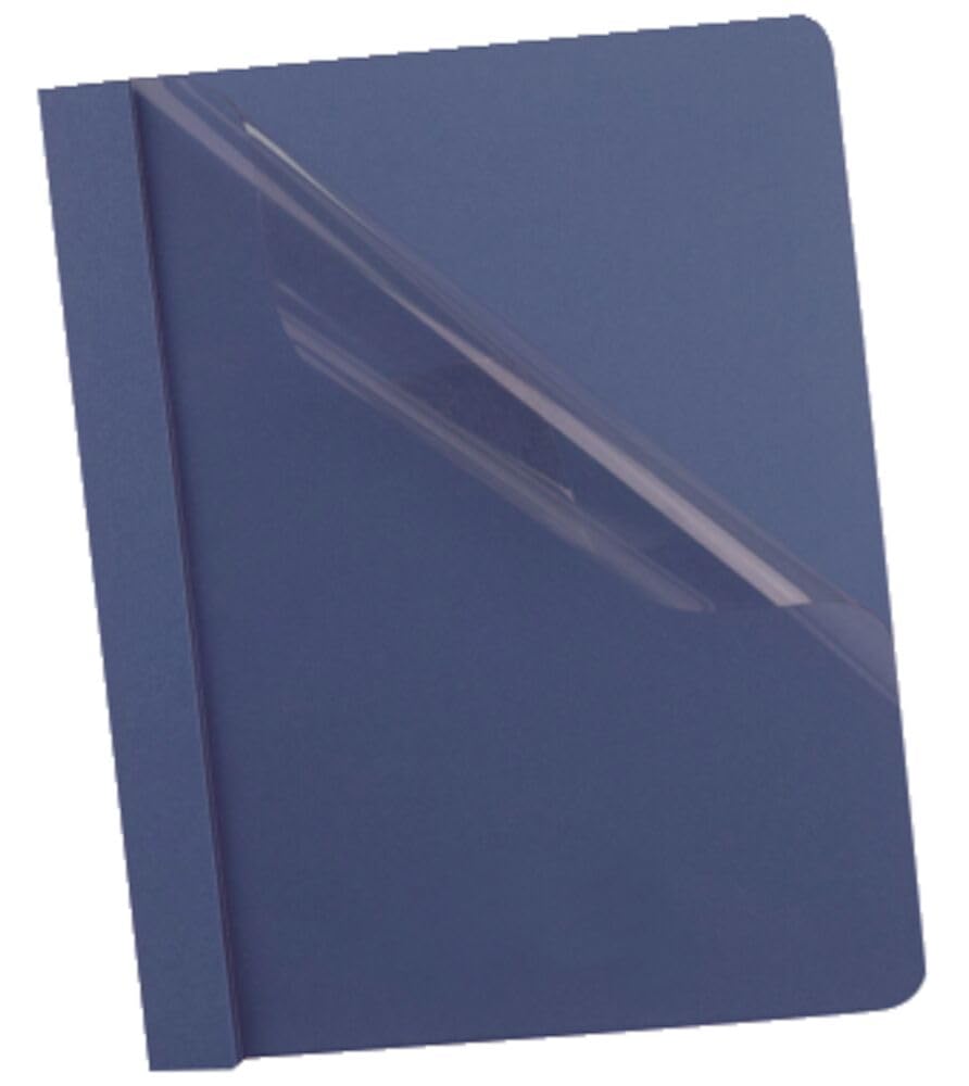 Oxford Fundas transparentes para informes con respaldo de cuero sintético, 25 por caja, Dark Blue Leatherette - Azul oscuro