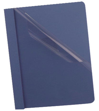 Oxford Fundas transparentes para informes con respaldo de cuero sintético, 25 por caja, Dark Blue Leatherette - Azul oscuro