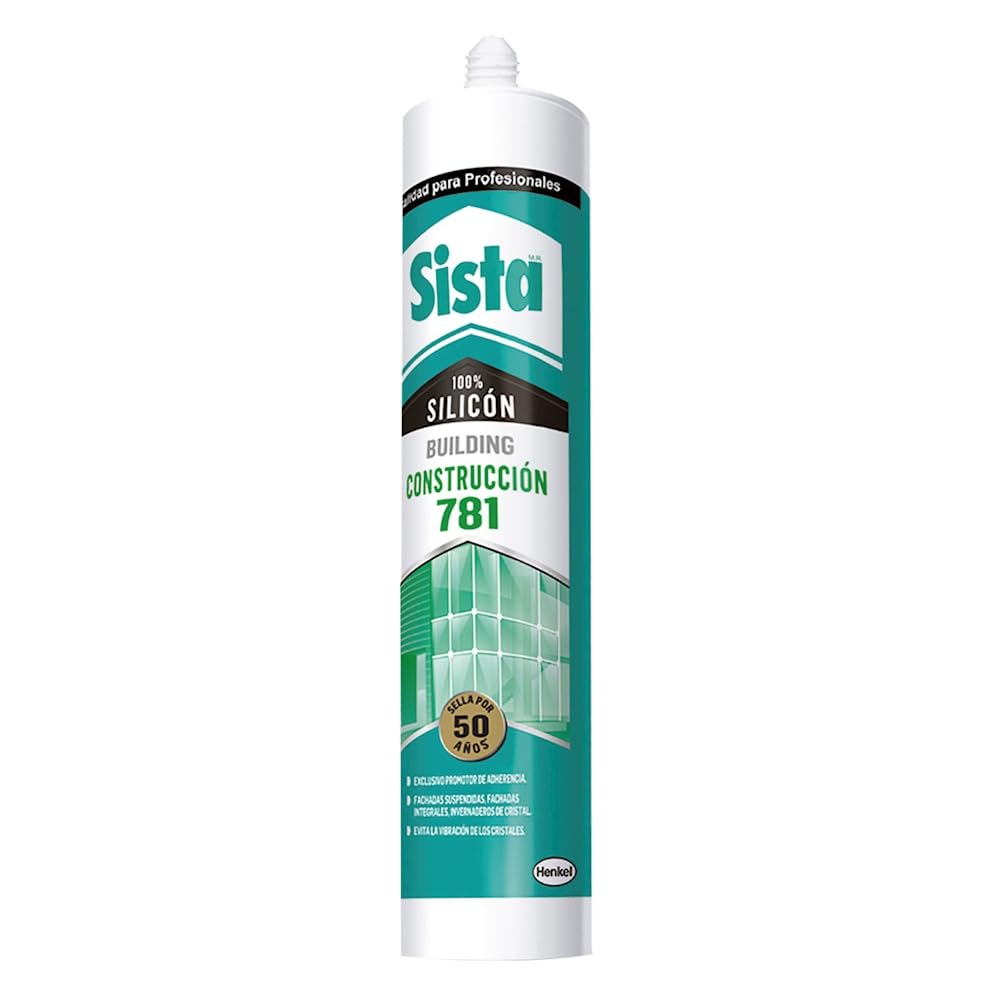 Sista 781 Construcción, sellador monocomponente 100% silicón de curado acético y de alto desempeño, formulado para garantizar máxima adherencia al vidrio y aluminio, 1X300ml