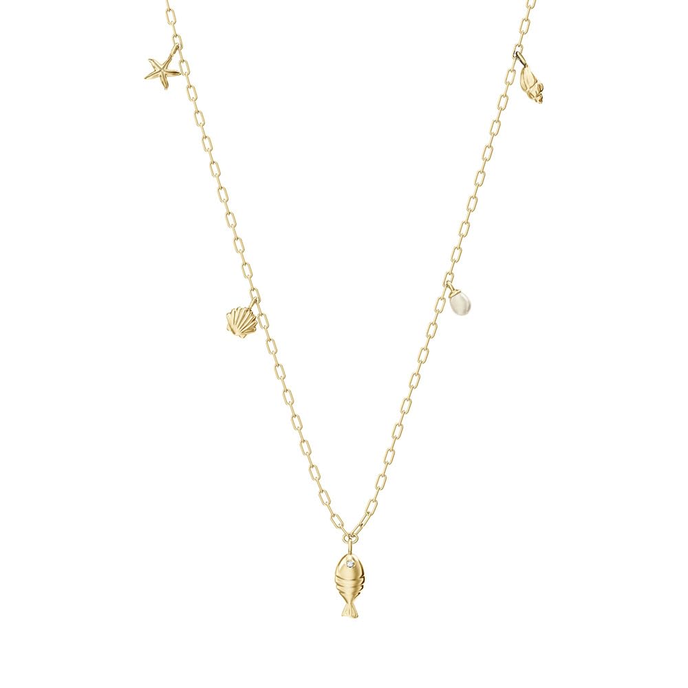Collar Sutton By The Sea de Fossil para mujer con conchas de latón en tono dorado JA7317710