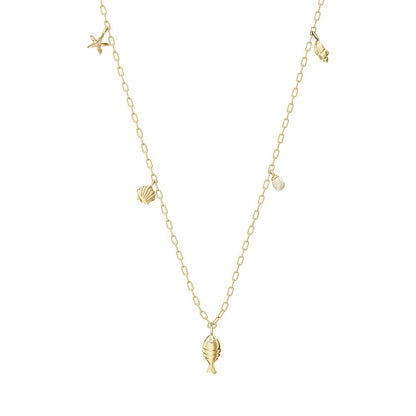 Collar Sutton By The Sea de Fossil para mujer con conchas de latón en tono dorado JA7317710