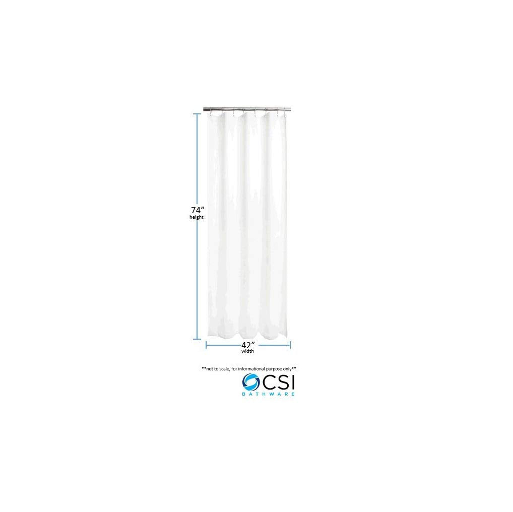 CSI Bathware - Cortina de ducha de vinilo resistente (42 pulgadas de ancho x 74 pulgadas de largo, color blanco